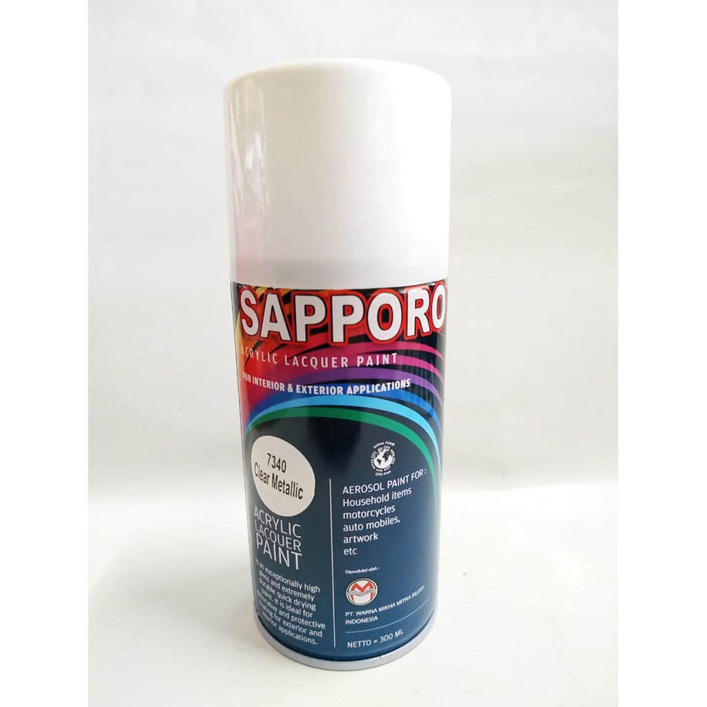 SAPPORO 7340 CLEAR METALLIC 300ml.CAT SEMPROT CLEAR DENGAN GLITTER METALLIC UNTUK BODY MOTOR/MOBI