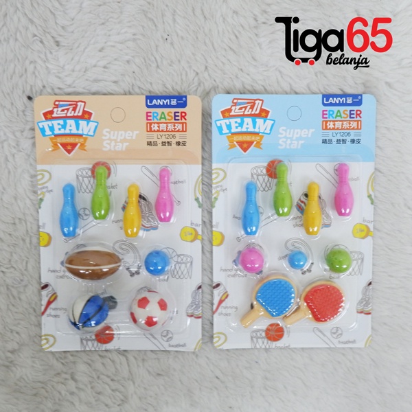 365 Cartoon Eraser #40889 Penghapus Set Bowling Shape Penghapus Kartun Isi 8 pcs