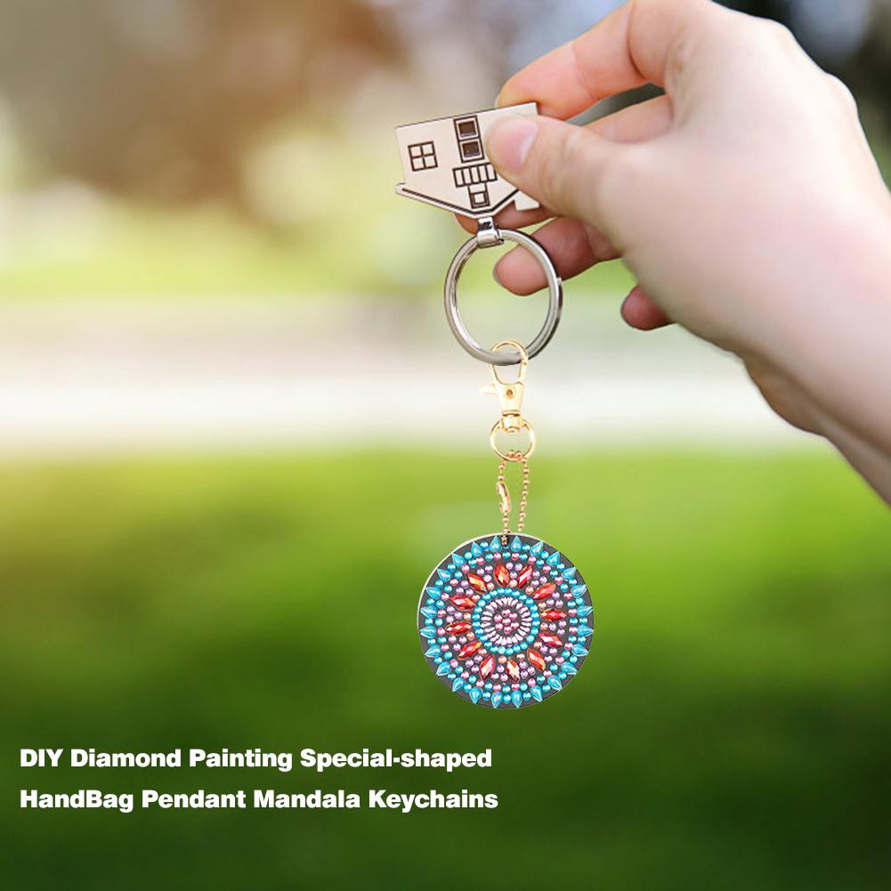 3pcs DIY Full Special Shaped Diamond Painting Animals Heart Keyring Keychains
