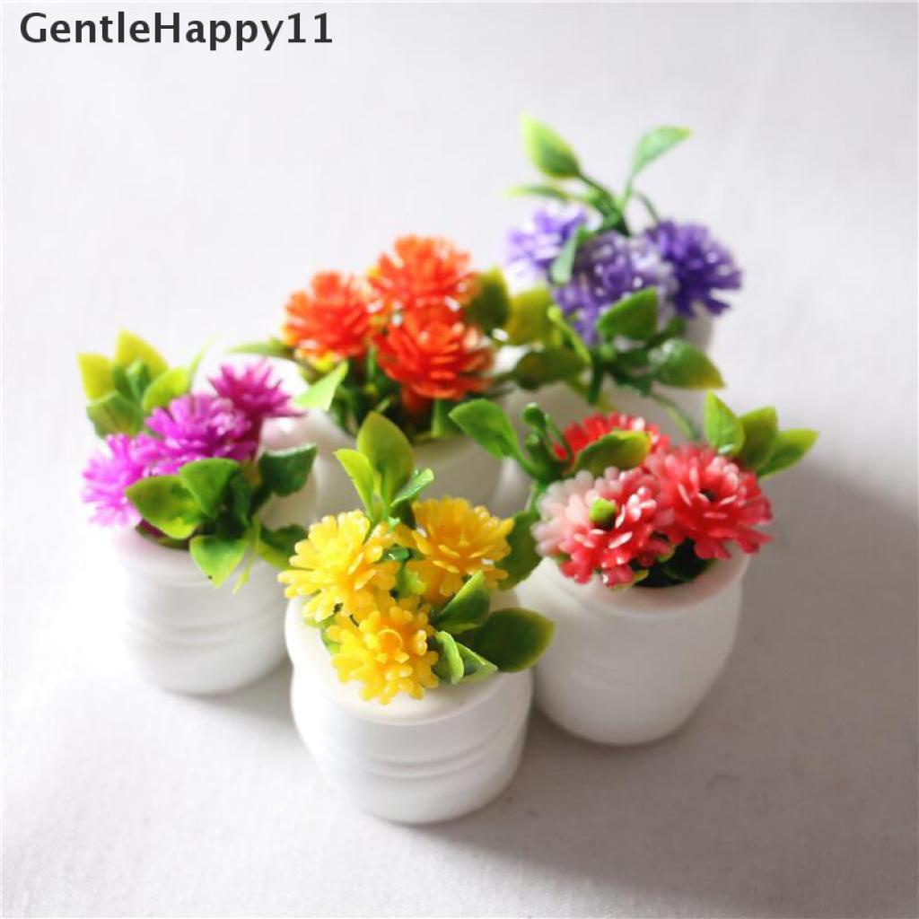 Gentlehappy 3pcs Miniatur Pot Tanaman Hijau Dekorasi Rumah Boneka 1: 12