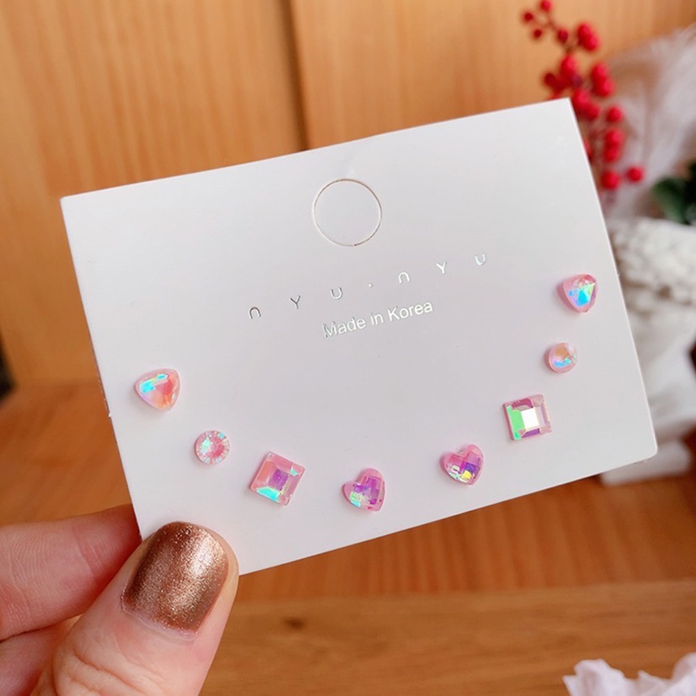 3 Pasang / 4 Pasang / set Anting stud Bentuk Bunga Warna-Warni Bahan Akrilik Gaya Retro korea Untuk Wanita