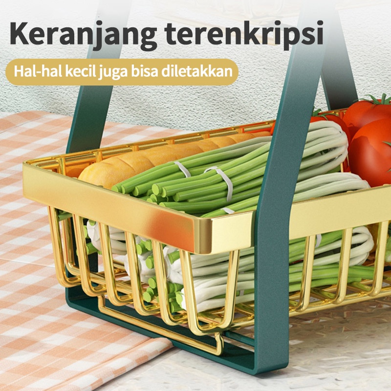 RAK BAWANG Keranjang Rak Dapur Rak Buah Besi Rak Dapur Besi Kayu Serbaguna Dapur Rak 2 Tingkat Dapur