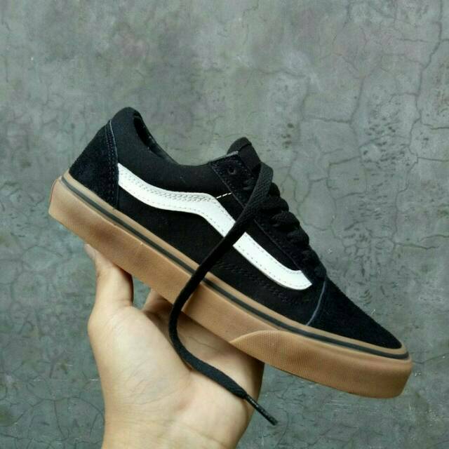 Sepatu Vans Oldskool Gum Black White Hitam Putih Sneakers Pria Sekolah Kerja Kuliah