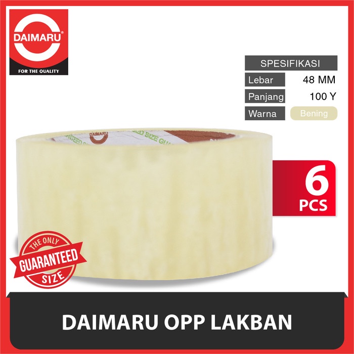 

PEREKAT-PENGIKAT- PAKET 1 SLOP ISI 6PCS DAIMARU OPP LAKBAN BENING 48 MM X 100 YARD -PENGIKAT-