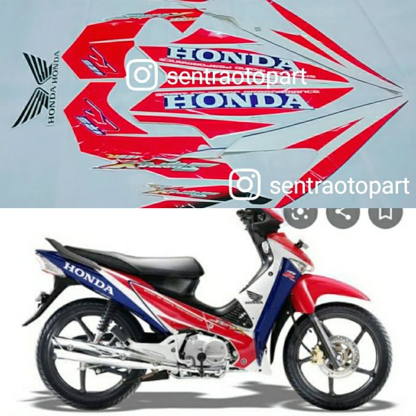 POLET striping list motor supra x 125 r 2006 merah biru putih