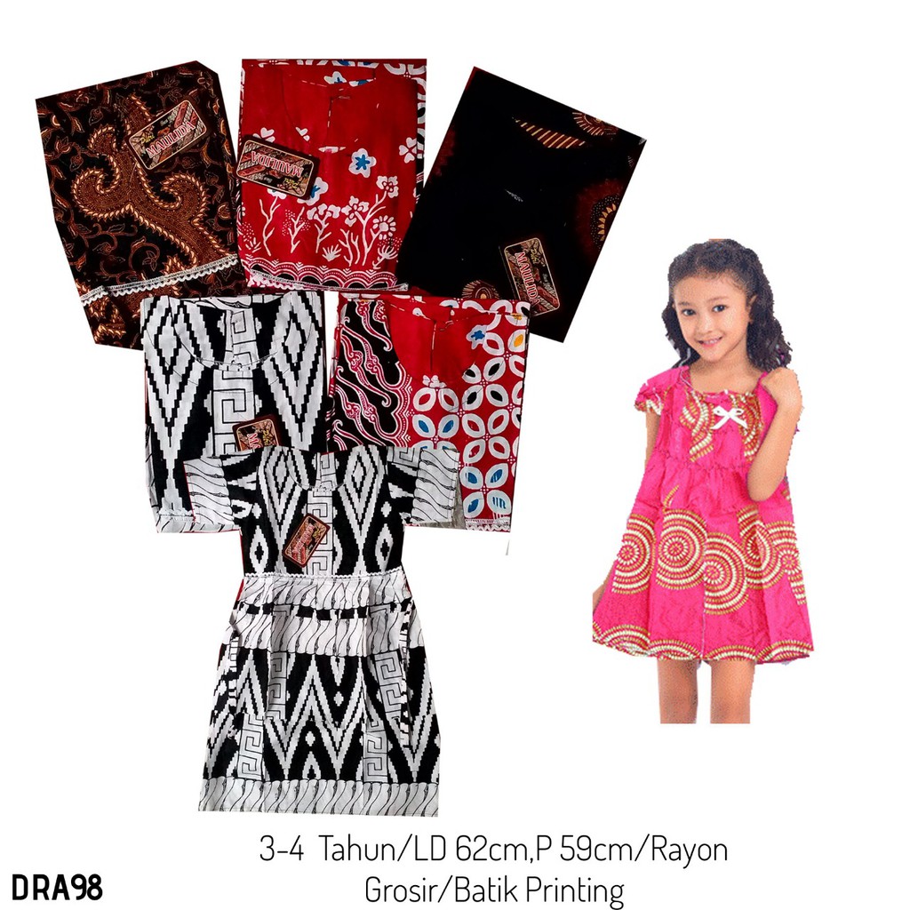 DRESS BATIK ANAK - DASTER ANAK MURAH - DRESS BATIK BAYI PEREMPUAN - DASTER ANAK MOTIF BATIK DRA98