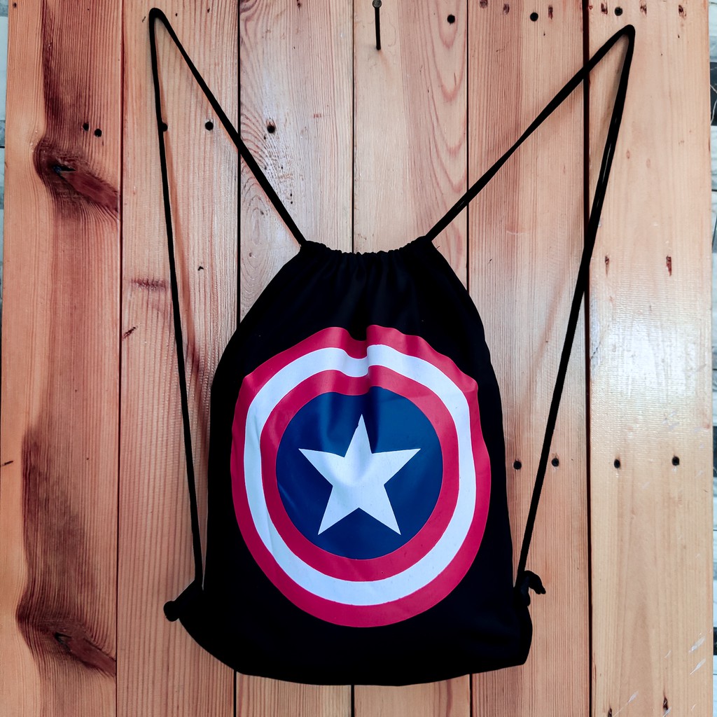 LIMITED EDITION Totebag / stringbag ransel serut sablo motif Captain america  | bahan drill halus