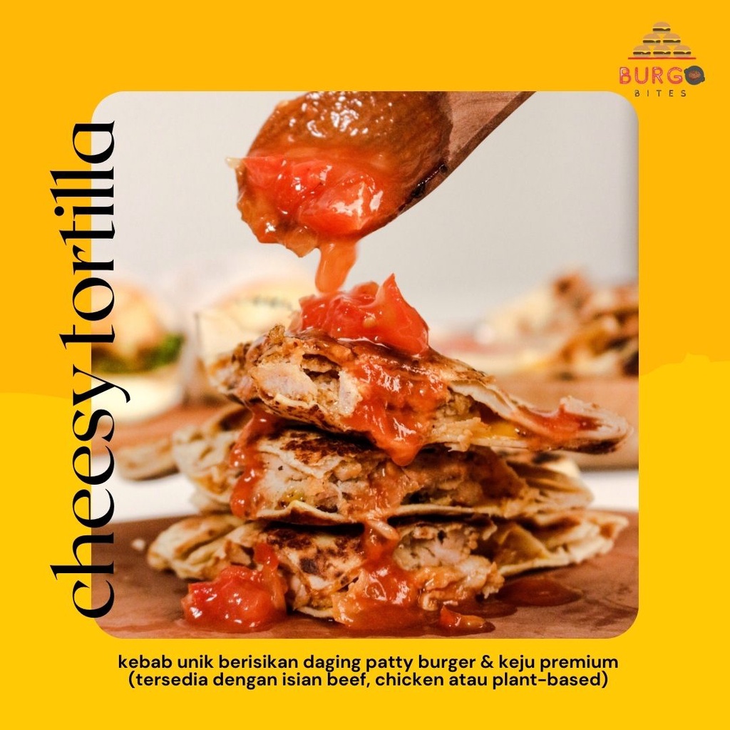 

Cheesy Patty Tortilla Bites / Kebab Daging Burger (isi 8 potong)