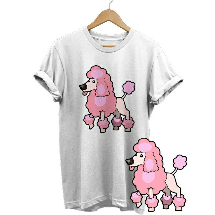 KAOS TSHIRT ANJING POODLE PINK COMBED 30S