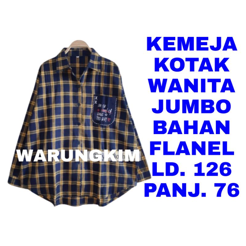 WK KEMEJA KOTAK WANITA JUMBO TUNIK BIG SIZE BAJU ATASAN MUSLIM