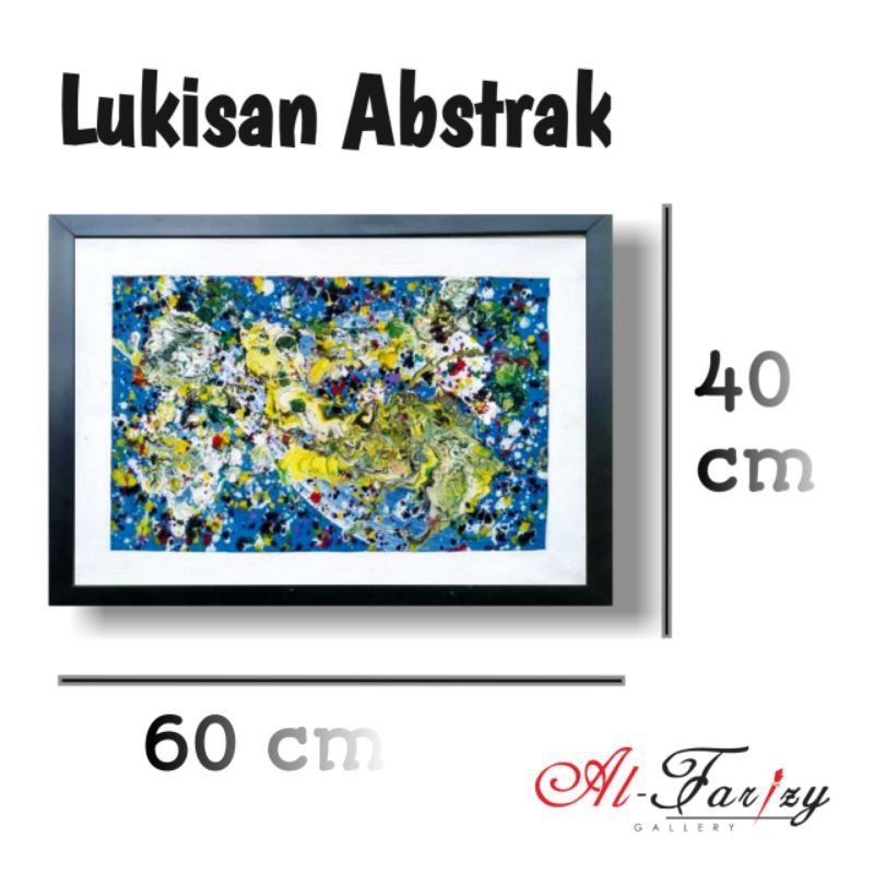 Lukisan Abstrak Minimalis Lengkap dengan Kayu Penyangga Ukuran 60x40 cm