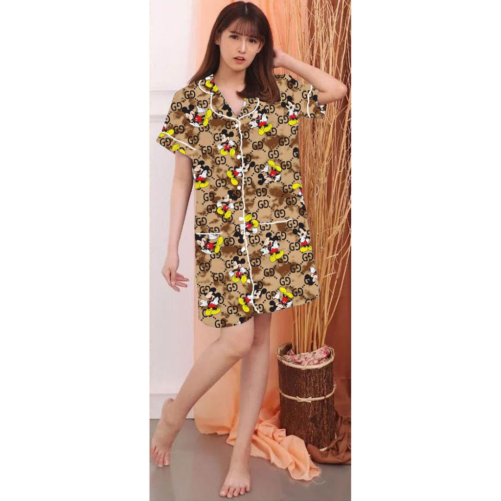 blinqshop baju tidur piyama PP BUNGA TANIA-DST MICKEY GUCCI