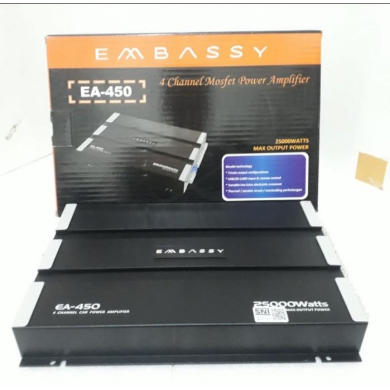 POWER AMPLIFIER MOBIL 4 CHANNEL EMBASSY EA 450 MOSFET 25000WATT