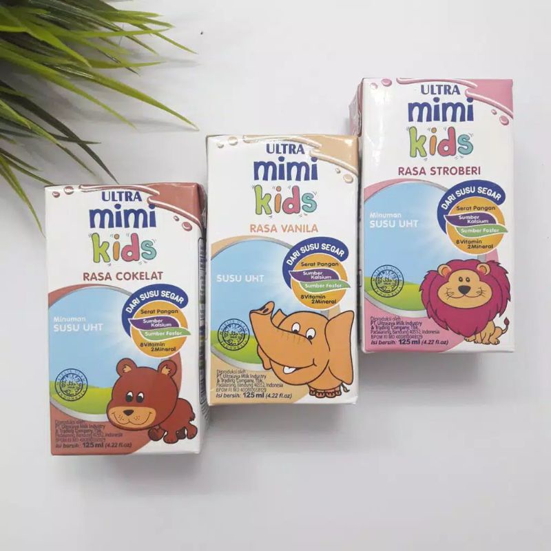 

Susu UHT Ultra Mimi Kids 125ml Rasa Vanila Coklat Strawberry Full Cream