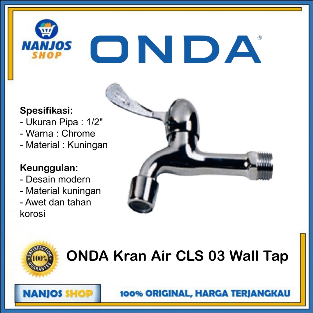 Onda Keran Kran Tembok Wall Tap Faucet Cls 03 Cls03 1/2&quot; Inch