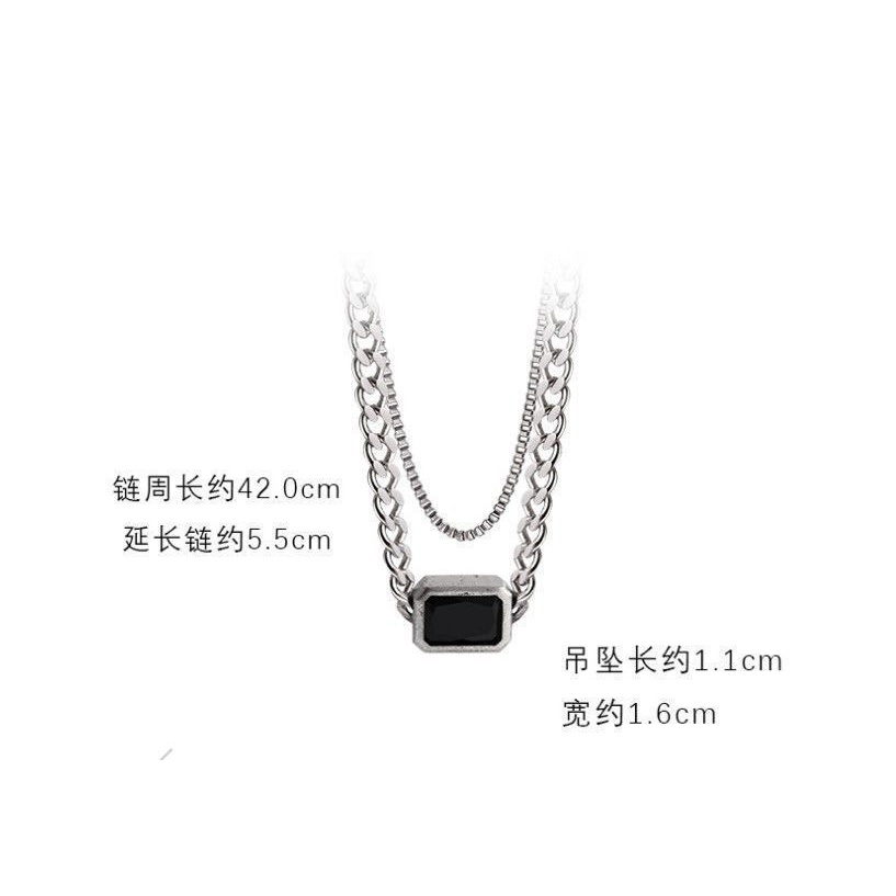 Hitam Square titanium steel kalung wanita musim panas cahaya mewah minoritas desain kalung rasa hip