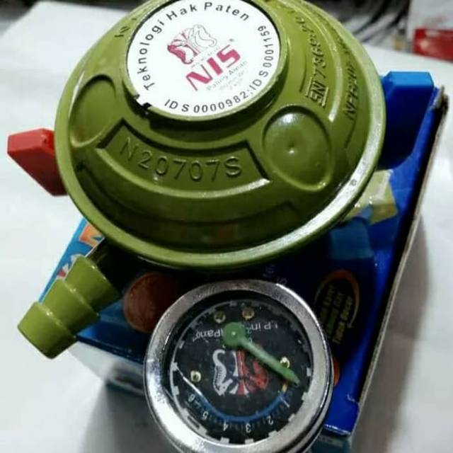 Regulator Merk NIS dengan meteran untuk kompor gas | Regulator  NIS untuk kompor gas tekanan rendah