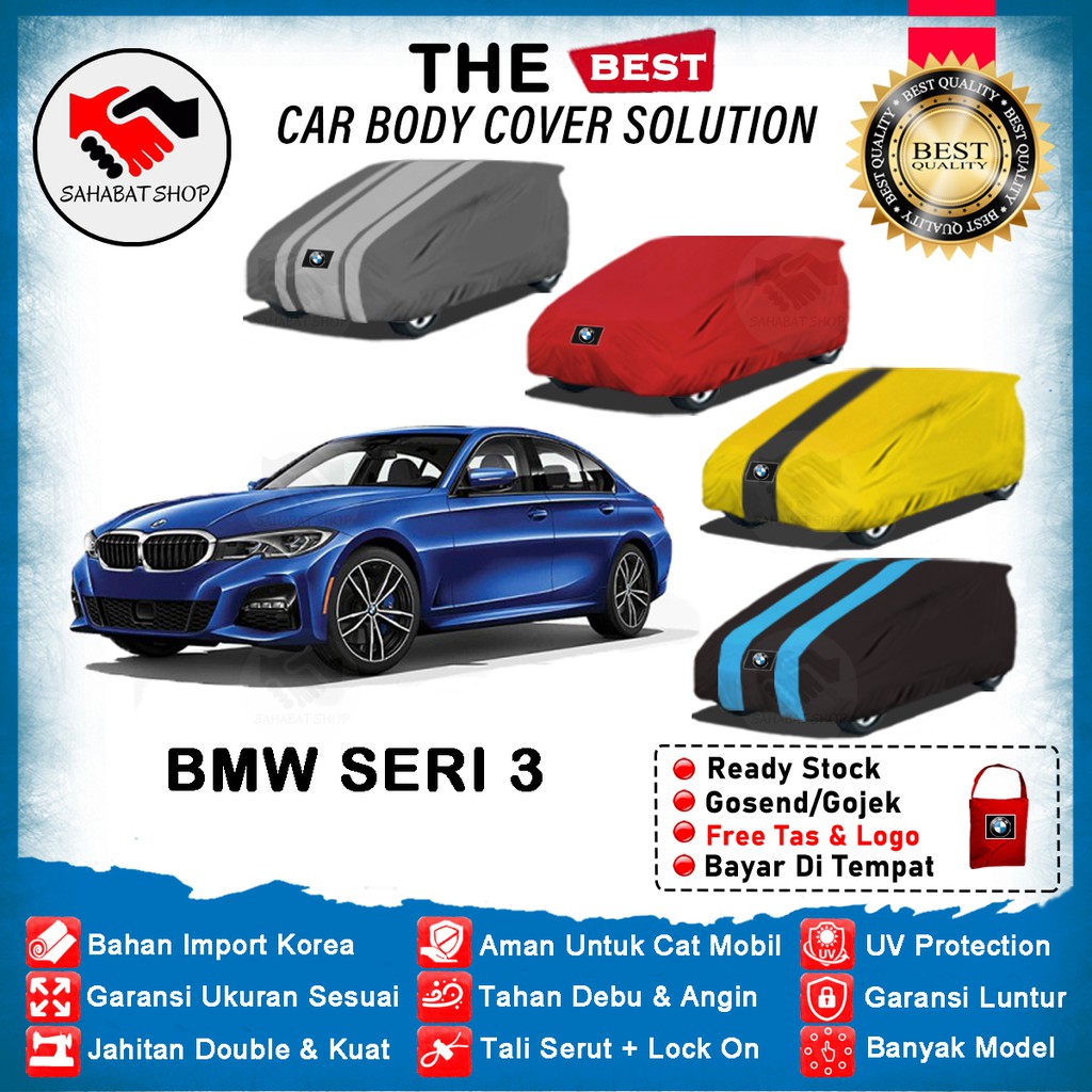 Sahabat Body Cover Mobil BMW Seri 3 / Sarung Penutup BMW Seri 3 G20 G21 Outdoor 2018 2019 2020 2021 2022 / Tutup Mantel Selimut Pelindung Kerudung Jas Mantol Terpal Kelambu Pembungkus Kerodong Bungkus Mobil Sedan BMW Waterproof Anti Air Model Biru