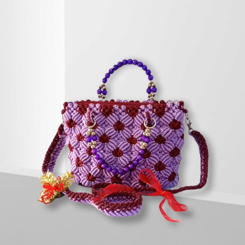 Tas Tali kur motif ungu jagung cantik