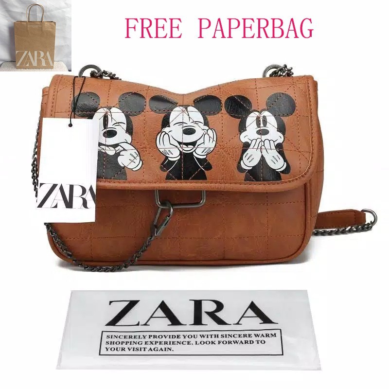 Tas Selempang Zar4 Wanita Mickey Mouse Free Paperbag#094