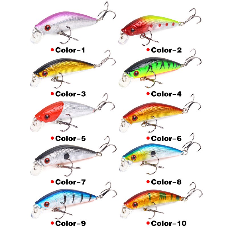 New 10Pcs 7cm/7.6g Minnow Umpan Pancing Swimbait Fishing Lure Ikan Bass Floating Bait Kail