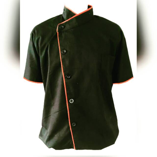 Baju koki hitam list merah