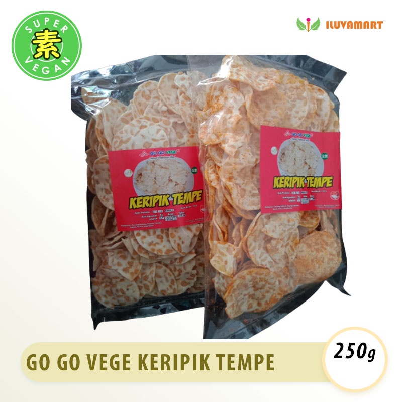 

Go Go Vege Keripik Tempe 250gr Camilan Vegetarian Original / Pedas