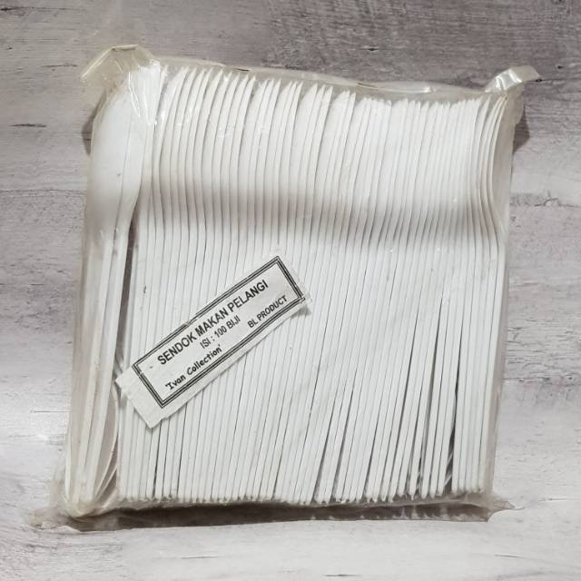 Sendok Makan Plastik/Sendok Plastik/Sendok Putih Susu isi 100 pcs