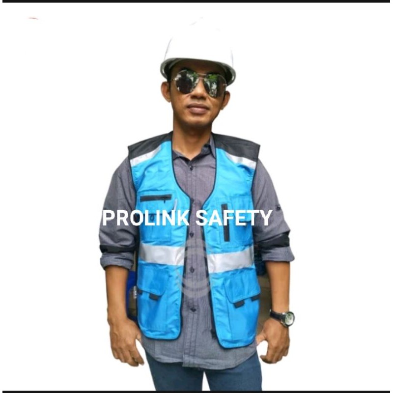 ROMPI SAFETY BAHAN FULL TASLAN BIRU MUDA TOSKA PAKAI FURING FREE LOGO