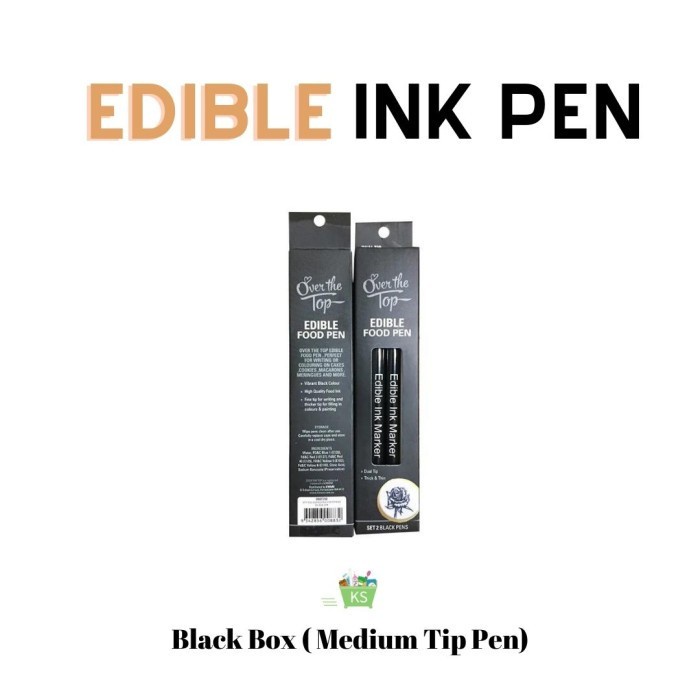 

EDIBLE FOOD PEN 2 PCS 1 SET BLACK BOX DOUBLE SIDED UJUNG TUMPUL