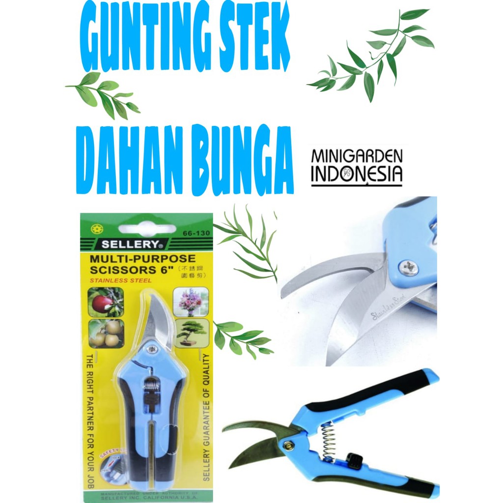 GUNTING SERBAGUNA SELLERY 66-130 GUNTING STEK DAHAN BUNGA 6'' multi purpose 6 inch stainless steel