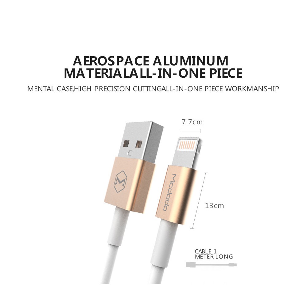 Kabel Lightning Kabel Charger Mcdodo MFI 8 Pin Lightning Cable Data Fast Charging Cable 1.2M Gold