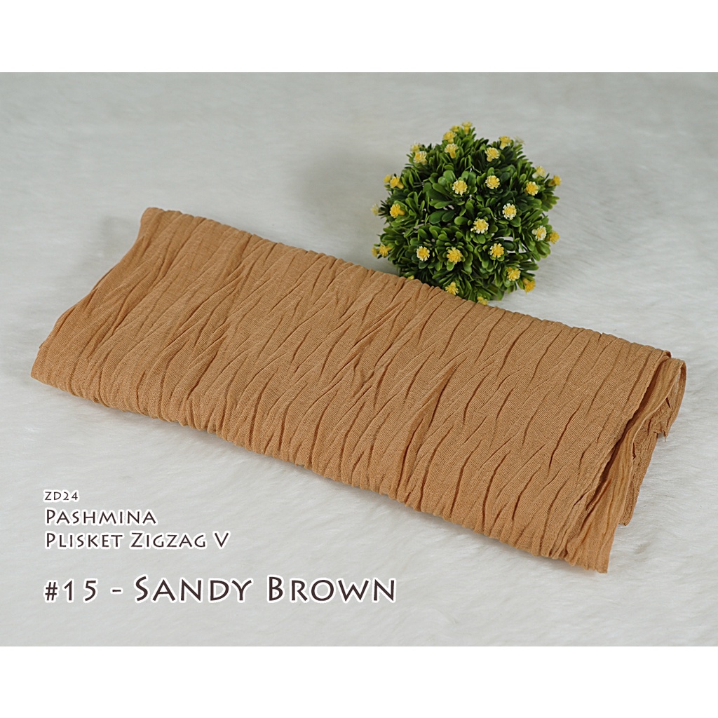 Plisket Model V / Zigzag - Pleated Shawl / Pashmina HAZEL by Luulu Scarf-#15 - Sandy Brown