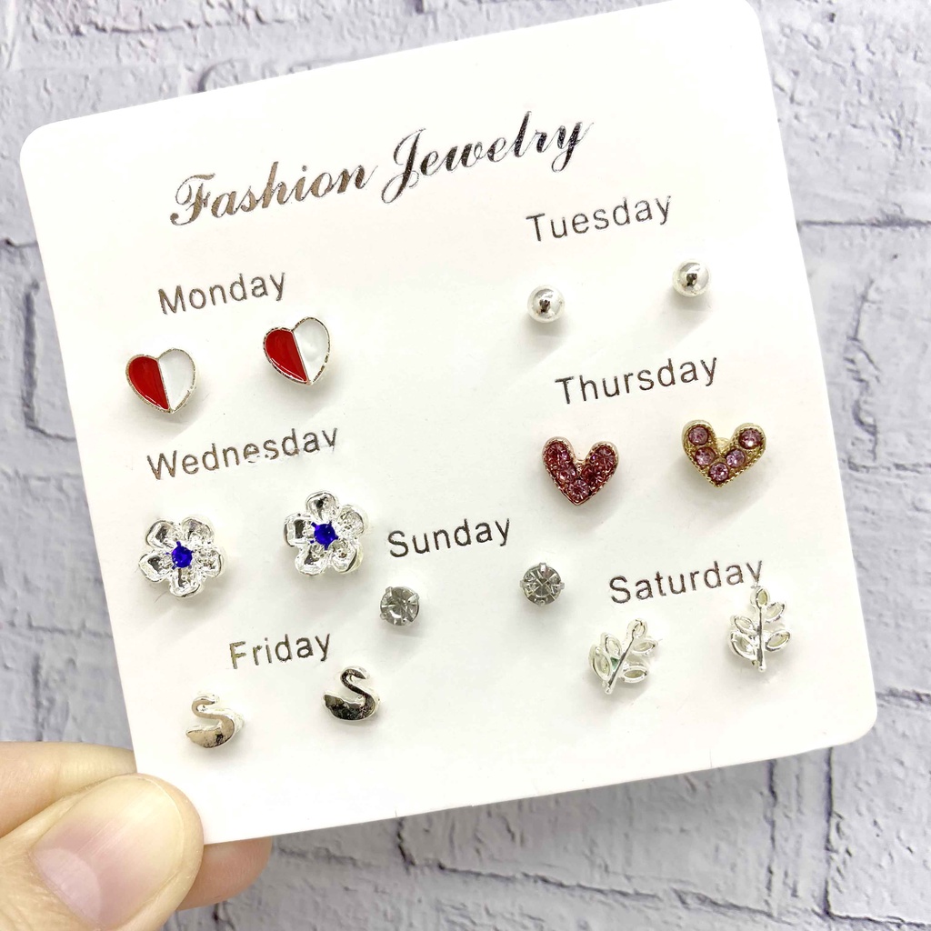 Anting Set 6 Pasang Anting Tusuk 6 in 1 Fashion Ala Korea Aksesoris Murah Dalika-O