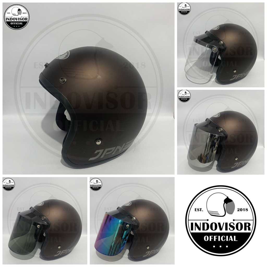 Helm Bogo JPN Retro Sparkling Doff kaca flat datar