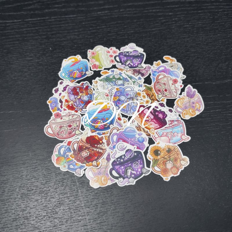 

isi 16 pcs stiker kertas glossy aesthetic gelas sticker kertas jurnal