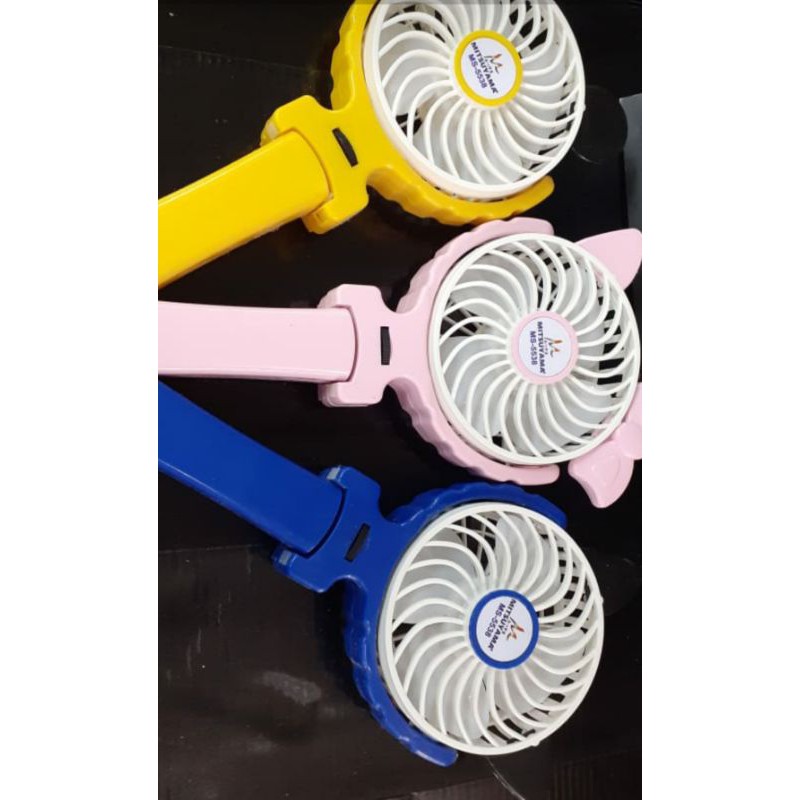 Kipas Angin Tangan Mini Fan Portable Mitsuyama Karakter Gagang Murah Cas Recharger Ms5538