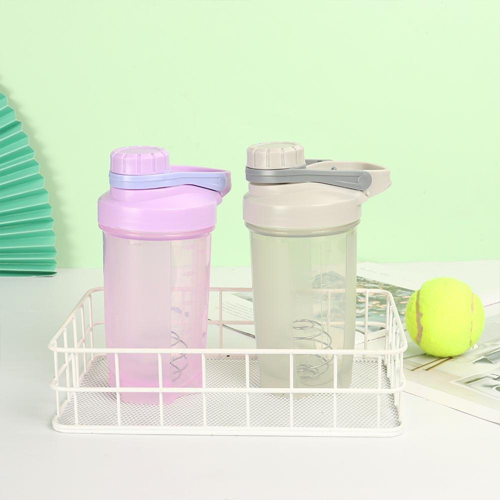 Chookyy 500ml Nutrition Shaker Bottle Kapasitas Besar Portable Dengan Kawat Whisk Ball Botol Minum