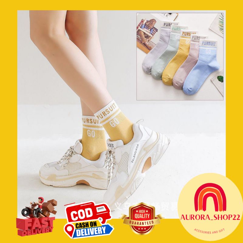 [COD] Kaos Kaki Wanita Import Pursuit Go Fashion Panjang Di Atas Mata Kaki Lucu Cute Kaos Kaki Import Ala Korea Kaos Kaki Olahraga Fashion