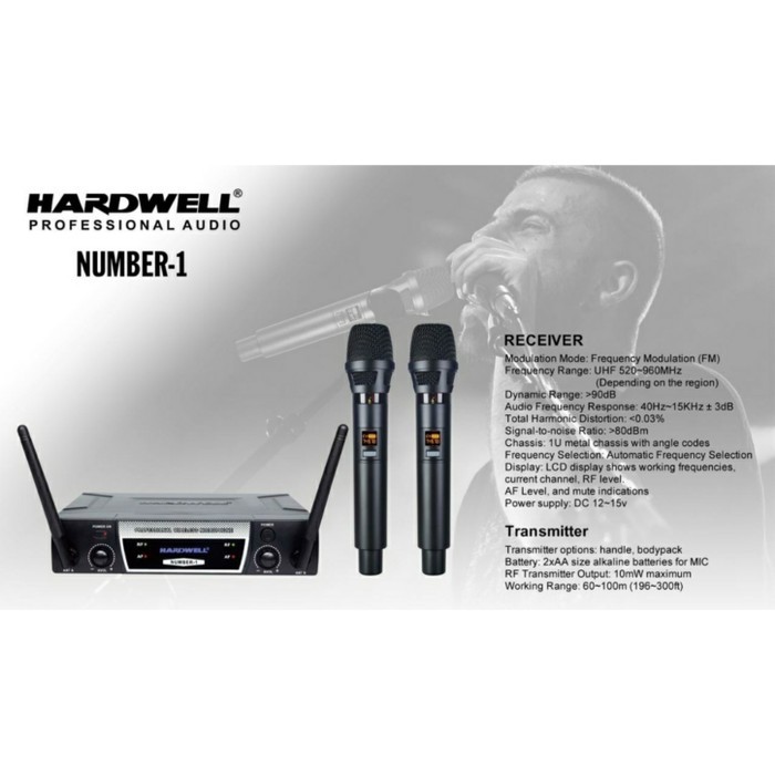 Mic Wireless Hardwell Number 1 Original Dual Microphone Handle