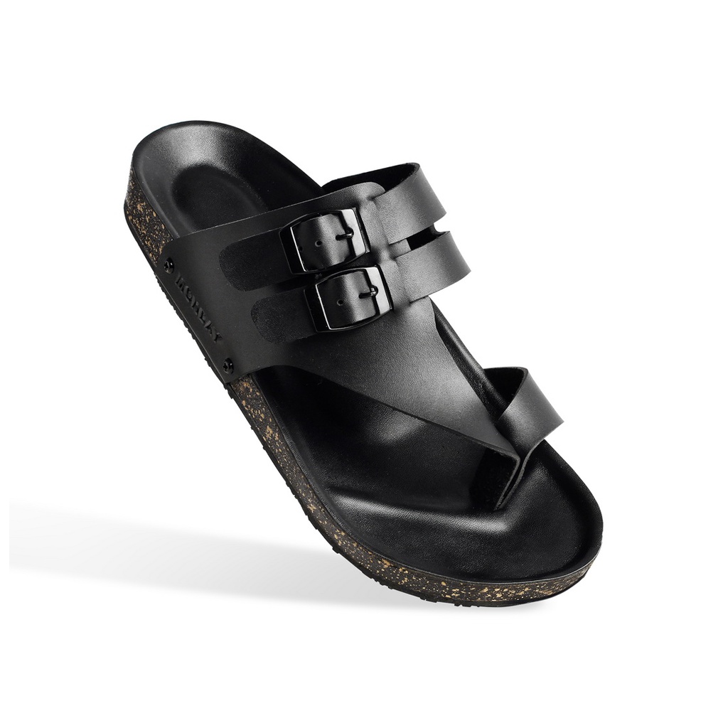 LUMIERE FULL BLACK ORIGINAL x MNDY Sandal Jepit Hitam Pria Sendal Casual Jalan Santai Harian Kondangan Lebaran Kerja Formal Flip Flop Gesper Distro Remaja Dewasa Orang Tua Bapak Semi Kulit Premium Monday Footwear Big Size Ukuran Jumbo 44 45 Keren Branded