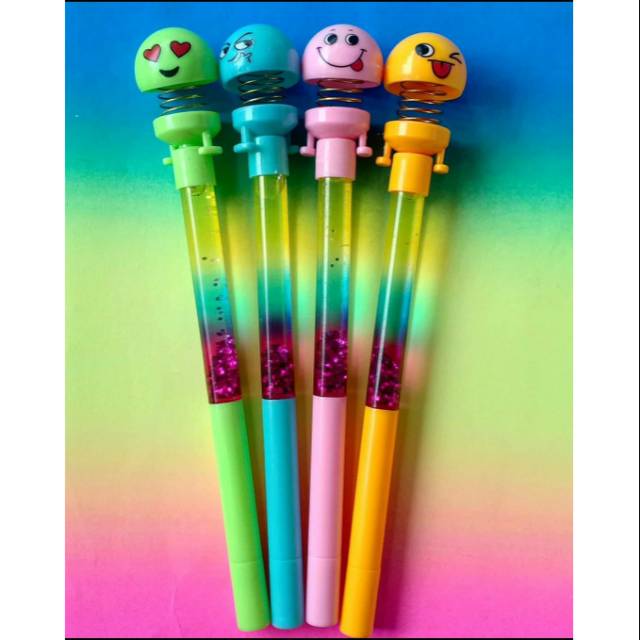 

Bolpen gel gliter emoticon