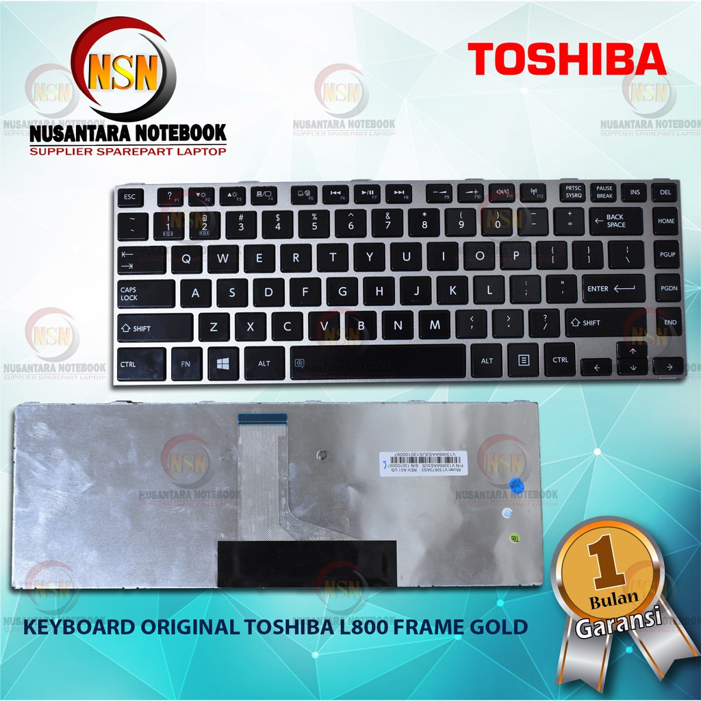 Keyboard Original Toshiba Satellite C800 C840 L800 L835 Frame Gold