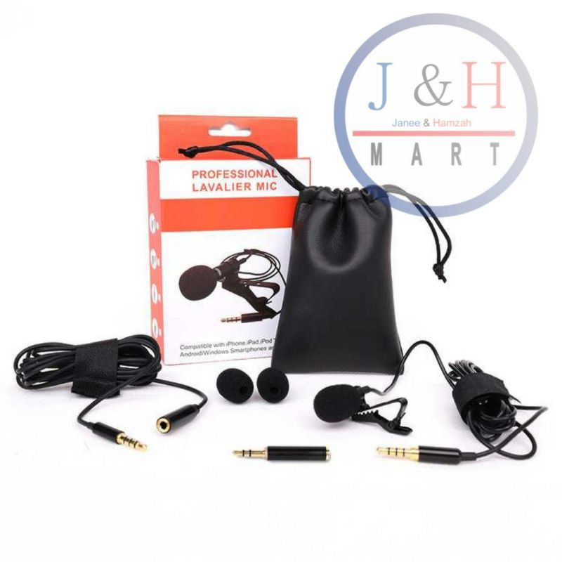 PAKET LENGKAP Mic Clip On Professional Microphone klip External HP Kamera DSLR