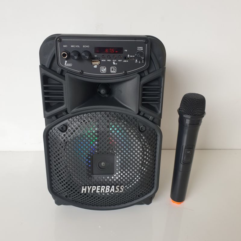 Speaker Meeting 8 inch Bonus Mic Wireless Hyperbass HB868A