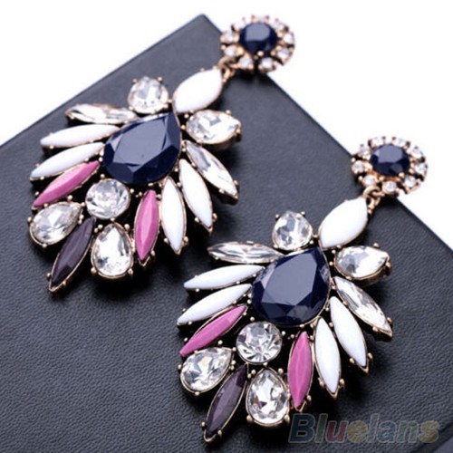 Baru! Fashion Anting Menjuntai Batu Kristal Statement Menterang Desain Menawan