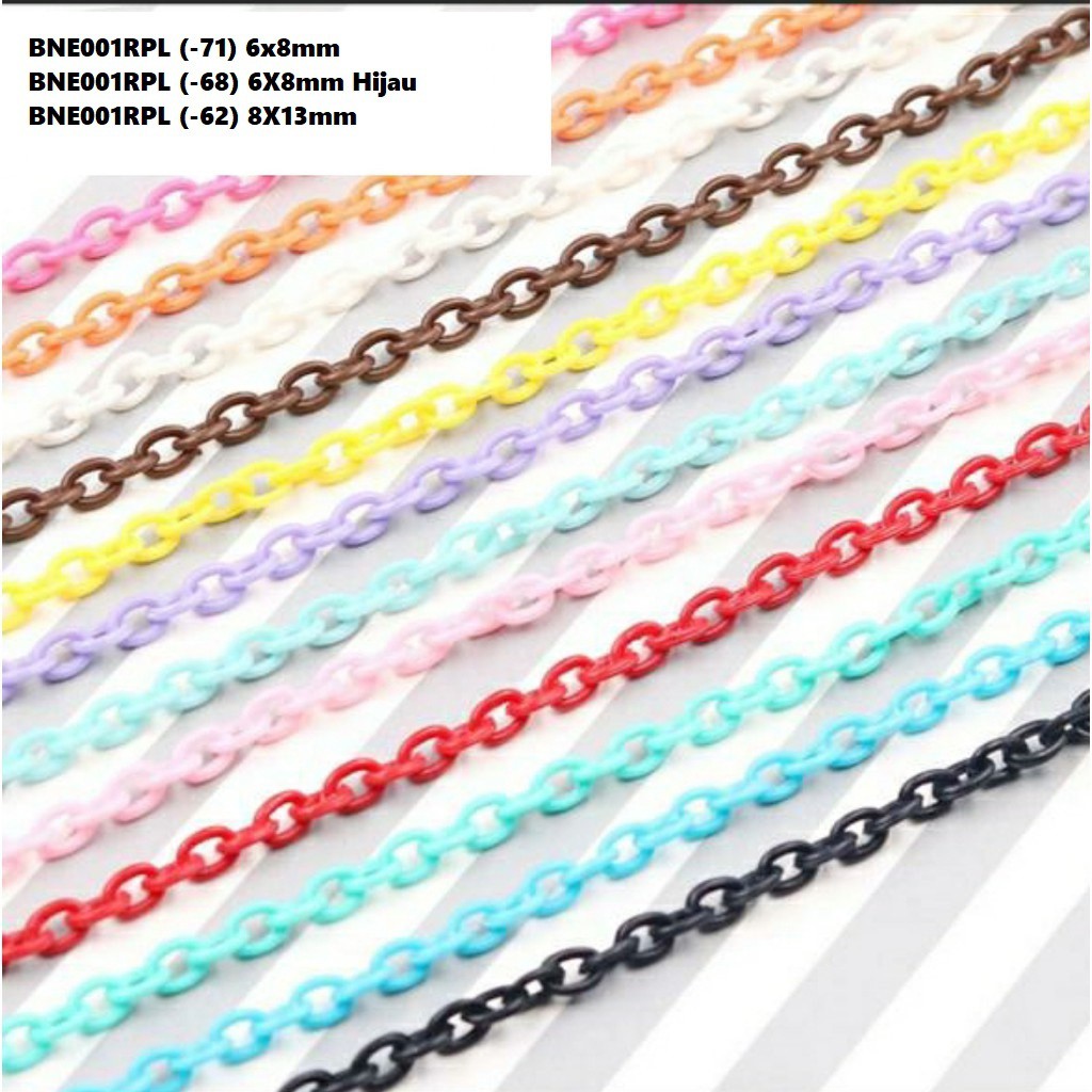 Rantai Plastik Warna-Warni Uk 6x8 - 8x13mm Harga/String