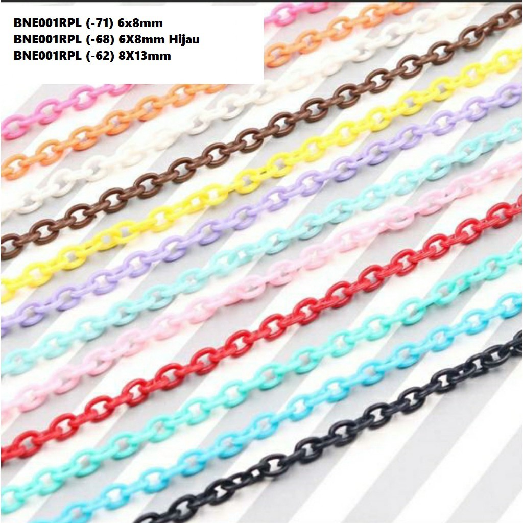 Rantai Plastik Warna-Warni Uk 6x8 - 8x13mm Harga/10string