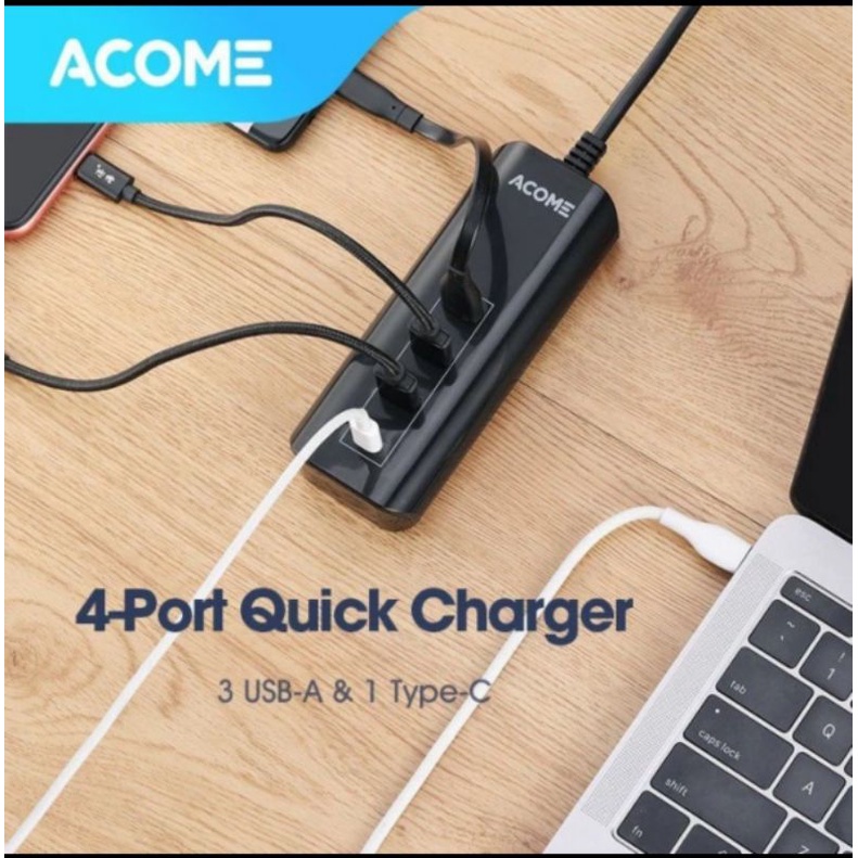 ACOME AC20 Charger Original 4 Port Quick Charger 3A QC 3.0/PD/VOOC