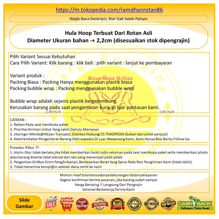 K2U01Kuk Hula Hoop Rotan 40 Cm - Hula Hoop Ring 40 Cm Bahan Rotan - Packing Biasa Ku30Juju